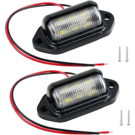 LED Éclairage Plaque Immatriculation Auto Universelle, 2 Pièces Imperméable LED Feux Arrière Lampe 12V-24V, pour Camions, Camionnette, Motos, Caravane, Remorques, SUV, Voiture
