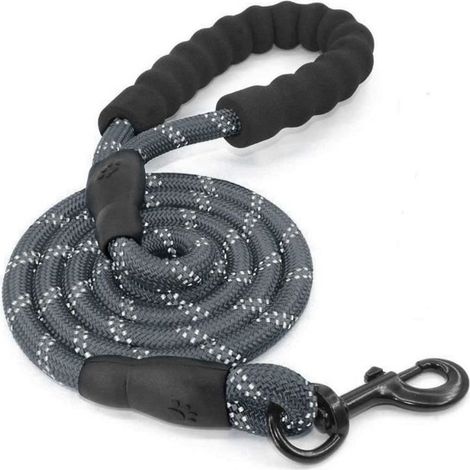 1 laisse chien, corde nylon résistante avec poignée rembourrée, laisse réfléchissante pour chiens de toutes tailles, usage quotidien (1/4)
