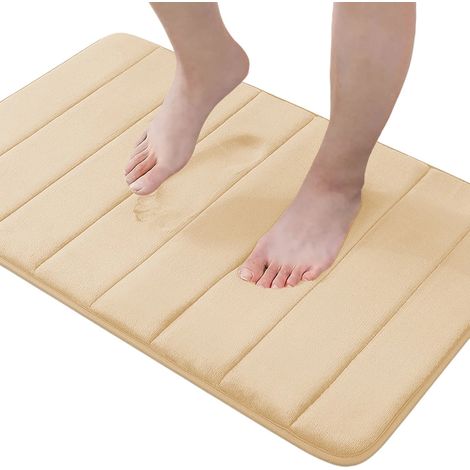 Tapis de bain en mousse à mémoire de forme de 1,5 cm d'épaisseur, 40,6 x 61 cm, doux, absorbant et antidérapant, gris 40,6 x 61 cm (1/5)