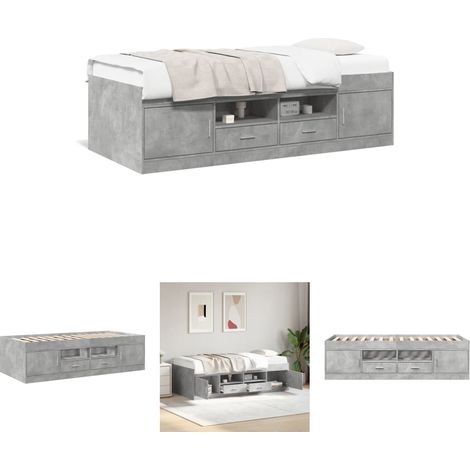 The Living Store Tagesbett mit Schubladen Betongrau 100x200 cm Holzwerkstoff -  Betten & Bettgestelle (1/5)