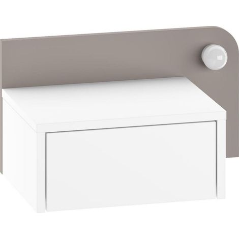 Table de chevet avec ampoule en bois "Dotta" - 52 x 30 x 28 cm - Blanc