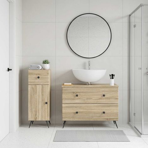 vidaXL 2 Piece Bathroom Cabinet Set BREDA Sonoma Oak Engineered Wood (1/5)