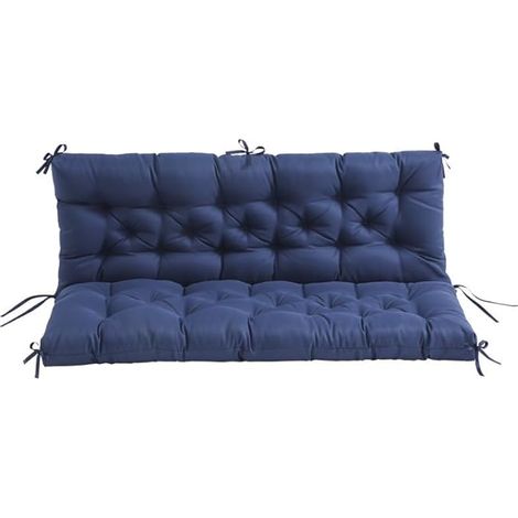 Coussin pour Banc de Jardin avec Dossier déperlant et résistant aux UV pour l'intérieur et l'extérieur Coussin d'assise avec Dossier pour balancelle (Bleu foncé, 100 50 50 10 cm) (1/5)