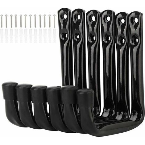 Set di 6 ganci a J resistenti per riporre oggetti in garage, staffe a muro in acciaio (11,5 cm x 10 cm) (1/4)