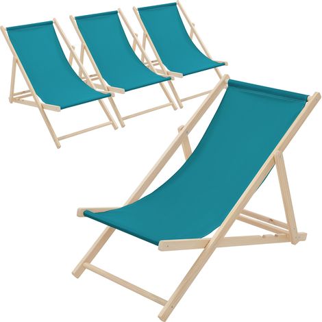 ECD Germany 4er Set Liegestuhl klappbar Dunkelgrün, Holz, verstellbare Rückenlehne, 3 Positionen, bis 120kg, Sonnenliege Gartenliege Strandliege Strandstuhl Holzklappstuhl, für Garten, Balkon & Strand