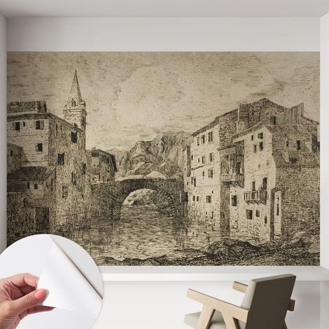 Papier peint autocollant adhésif avec imprimé motifs uniques apparence moderne Panorama urbain 152x104 cm (1/5)