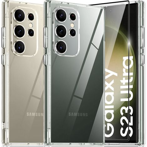 Étui pour Samsung Galaxy S23 Ultra, Premium Armor Slim, transparent + verre (1/5)