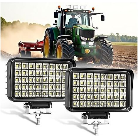 Set of 2 LED Work Light Rectangular 6 Inch Waterproof Work Light for Tractor Truck Agricultural Engineering Offroad 4x4 Forklift, Excavator Boat 12V 24V (1/5)