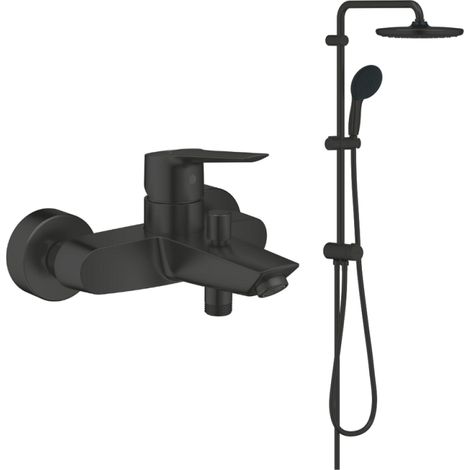 Pack mezclador mecánico de baño/ducha GROHE Start 2021 + columna GROHE Vitalio Start 250, negro mate