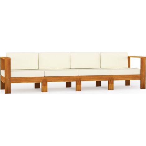 Maison Exclusive - Divano da Giardino 4 Posti Cuscini Bianco Crema Massello Acacia