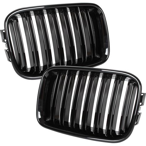 BMW 3 E36 91-96 rejillas entre los faros (ri帽ones) izquierda + derecha conjunto DOBLE BARRA NEGRO BRILLO (1/5)