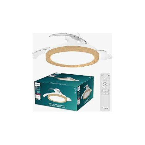 Philips ventilatore da soffitto led dimmerabile 28w 35w dc philips blisswoodim legno