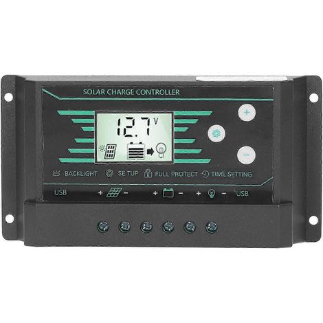 30A 12V/24V PWM Solar-Laderegler mit zwei USB-Anschlüssen und LCD-Bildschirm für Lampz10, intelligenter Batterieregler, geeignet für Solarmodule (1/4)