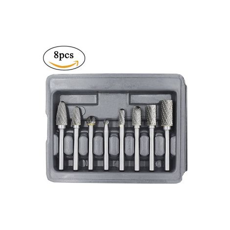 8 fraises en carbure double filet – Polissage de métal et de bois – Lime rotative pour sculpture et ébavurage (1/5)