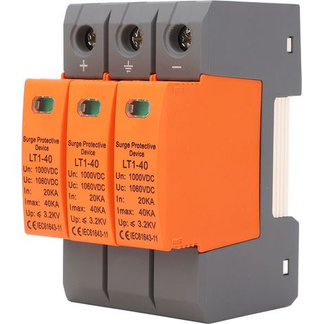 Parafoudre de courant continu 3P 35mm, dispositif de protection pour système photovoltaïque 1000V 20KA-40KA (1/5)