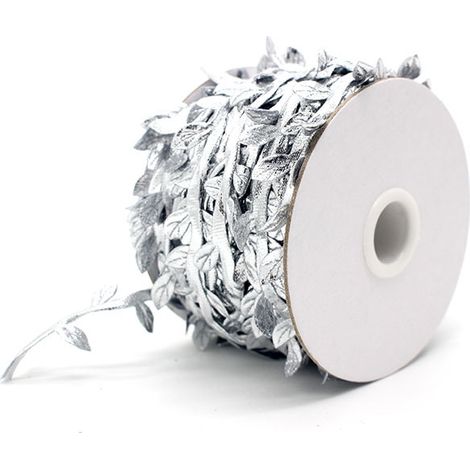 Silbernes Blattfolienband mit Zierkordel – 30 Meter – für DIY-Girlanden C (1/5)