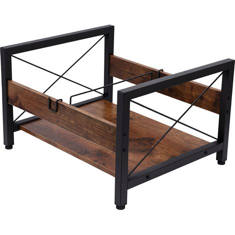 Porte-Disques Vintage Multifonctionnel Grande Capacité – Structure Métal en X, Bois Brun, pour 50-100 DVD/CD/Albums 7-12", Clips de Séparation Inclus (1/5)
