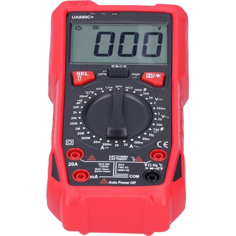 UA890C+ Multimeter mit LCD-Hintergrundbeleuchtung, Spannungs-, Strom-, Widerstands- und Kapazitätsmessung (1/5)