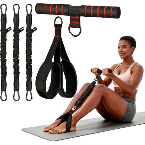 Bandas de resistencia, niveles ajustables, equipo de fitness portátil, color negro. (1/2)