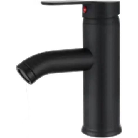 Robinet de lavabo - avec arrivée d'eau 60 cm - Robinet de salle de bain - Universel - Robinet de lavabo - Robinet de cuisine - Noir mat - 135 x 165 x 50 mm - Acier inoxydable (1/4)