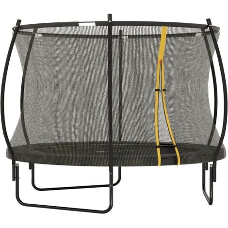 8ft Outdoor Trampoline with Safety Enclosure Net and Spring Cover - Durable Black Design for Family Fun