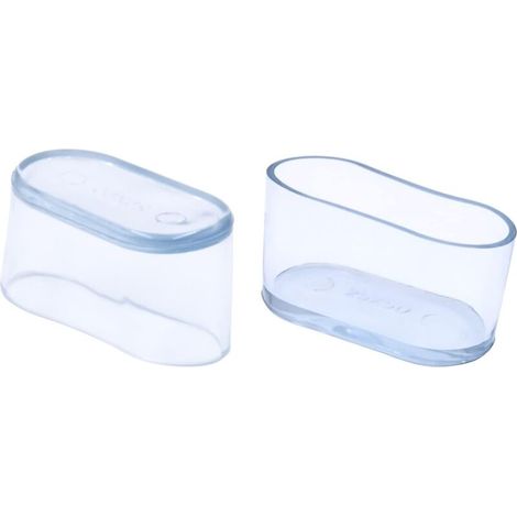 Tapones ovalados para patas de sillas, fabricados en PVC blando transparente – Paquete de 52 unidades (20 × 40 mm) para una protección silenciosa y antideslizante.