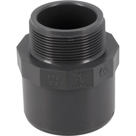 Raccord d'évacuation PVC mâle-femelle Ø75-63 – Pression PN16 – Pour réseaux d'eau froide – Installation facile avec colle à solvant