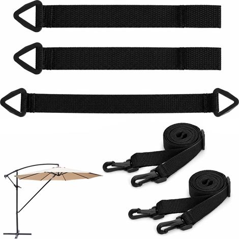 Parasol Strap for Wind Protection 5 Pieces Cantilever Parasol Fixing Kit Black (1/5)