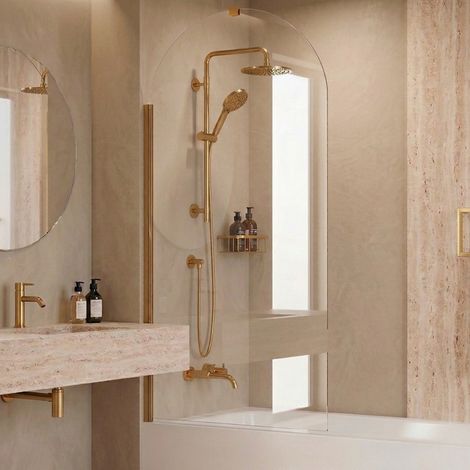 Pare-baignoire – 80 x 140 cm – Or brossé – LIVIA (1/4)