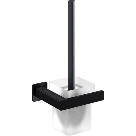 OMNIRES Nelson - WC-Bürste mit Halter, Wandmontage, Milchglas/schwarz matt NL80620BL (1/3)