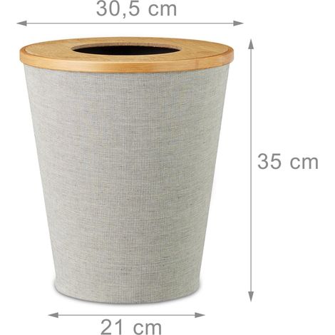 Cestino carta elegante ufficio cucina 30 x 30 x 25 cm con coperchio igienico in bambù naturale 130004315