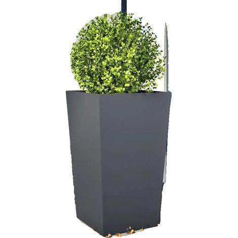 Macetero de metal, apto para exteriores, color antracita. (1/2)