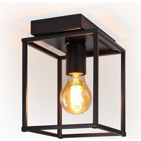 GBLY Deckenleuchte E27 Deckenlampe Retro - Schwarz industrial Küchenlampe für Schlafzimmer Wohnzimmer Vintage Lampe aus Metall Deckenbeleuchtung für Flur Küche Esszimmer - Ohne Leuchtmittel