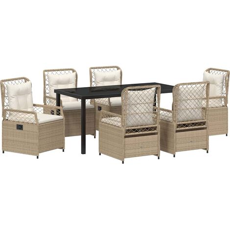 Maison Exclusive - Set da Pranzo per Giardino 7 pcs Beige e Bianco Crema (1/5)