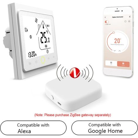 Thermostat intelligent Tuya ZigBee 3.0,contrôleur de température programmable hebdomadaire 5 A,commande vocale via application,compatible avec Alexa/Home,pour chauffage au sol à eau,bureaux,vil (1/5)