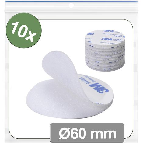 Quadrios 25CA681 Klettpunkte zum Aufkleben Haft- und Flauschteil (Ø) 60 mm Weiß 10 St.