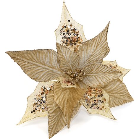 Fiore in velluto con petali in organza con paillettes e con pinza, 20 cm -Rosso (1/5)