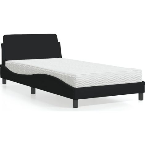Bett mit Matratze Schwarz 100x200 cm Stoff vidaXL909659 (1/5)