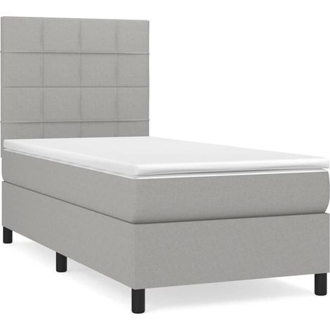 Maison Exclusive - Boxspringbett mit Matratze Hellgrau 100x200 cm (1/5)