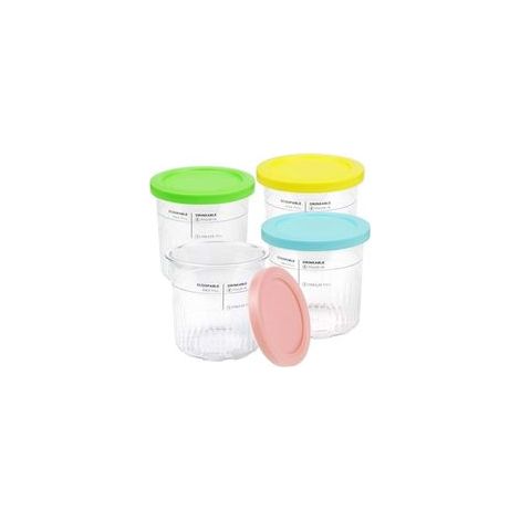 Ninja Creami Pints and Lids 4-Pack, Ninja Creami Deluxe NC501 NC500 Series Ice Cream Maker Containers with Leak-Proof Lids, BPA Free, Dishwasher Safe