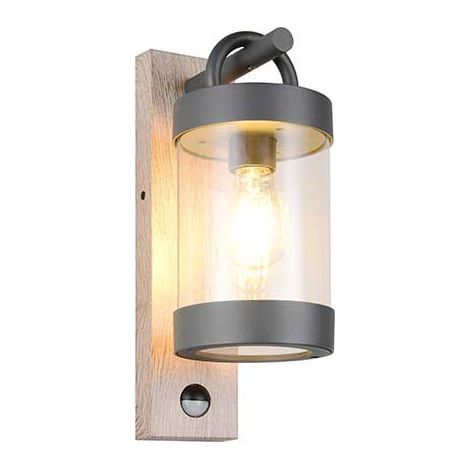 Applique exterieure sambesi detecteur de mouvement 1x e27 ip44 imitation bois aluminium - 204169135 (1/5)