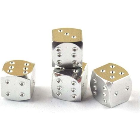 SABIR Lot de 4 bouchons de valve de pneu en métal argent.. (1/2)