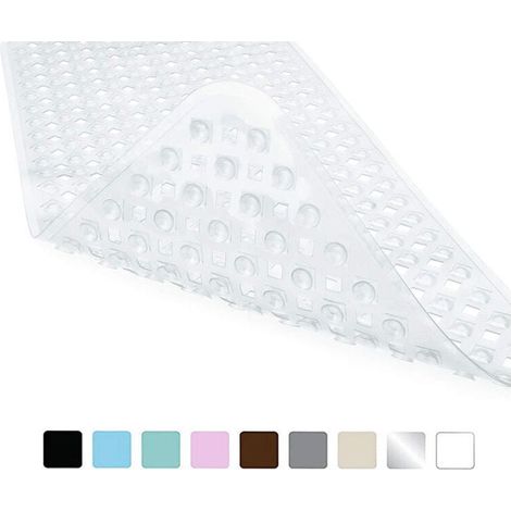 Extra große rutschfeste Badematte, Badewannenvorleger mit Saugnäpfen, maschinenwaschbare Badematte mit Abflusslöchern, transparent 88 x 40 cm. (1/4)