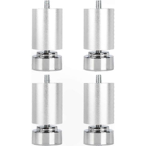 Pieds métalliques réglables à filetage M10, adaptés aux canapés, lits, tables, armoires, argentés, 8 cm. (1/5)