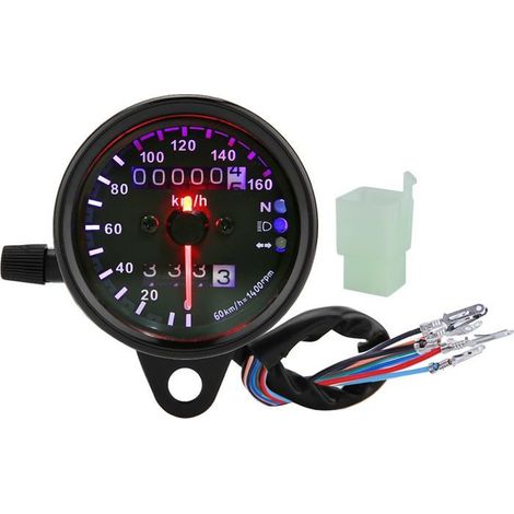 BelleRise - Compteur vitesse moto – Aluminium, double odomètre, LED 12V universel (1/5)
