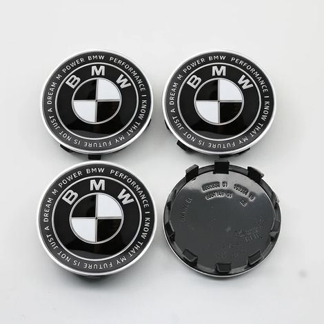 (Lot de 4 enjoliveurs 56 mm, noir et blanc) - Emblème de capot, avant, arrière et coffre, autocollant pour volant, compatible avec BMW F18 F10 E64 E63 E60 E52 E83 E46 E92 E90 (1/5)