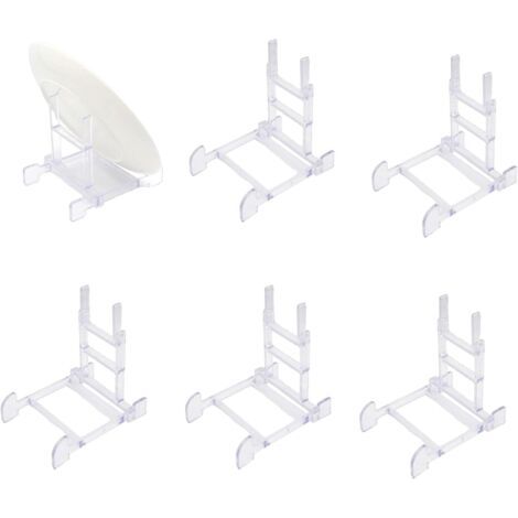 Lot de 6 présentoirs en plastique - Grande taille - Réglables - Pour présentoirs photo, assiettes, cadres, livres de cuisine (1/5)