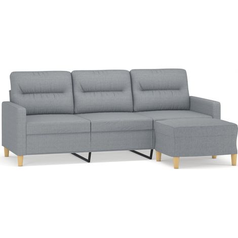 Canapé  Sofa à 3 places avec repose-pieds Gris clair 180 cm Tissu (1/5)
