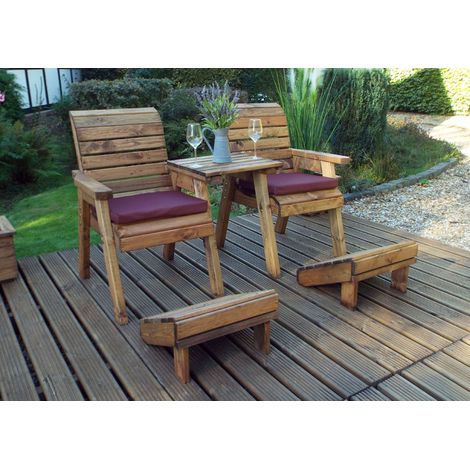 Deluxe Lounger Set Straight with Cushions - W160 x D133 x H98 - Fully Assembled - Burgundy