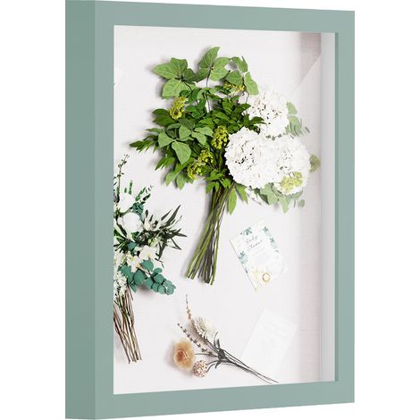 Cadre photo 3D à remplir avec véritable vitre en verre - 30 x 38 x 2,5 cm - Cadre en MDF profond pour photos, bouquet de mariage, œuvres d'art DIY, boîte à ombres - Cadeau pour la famille (1/5)